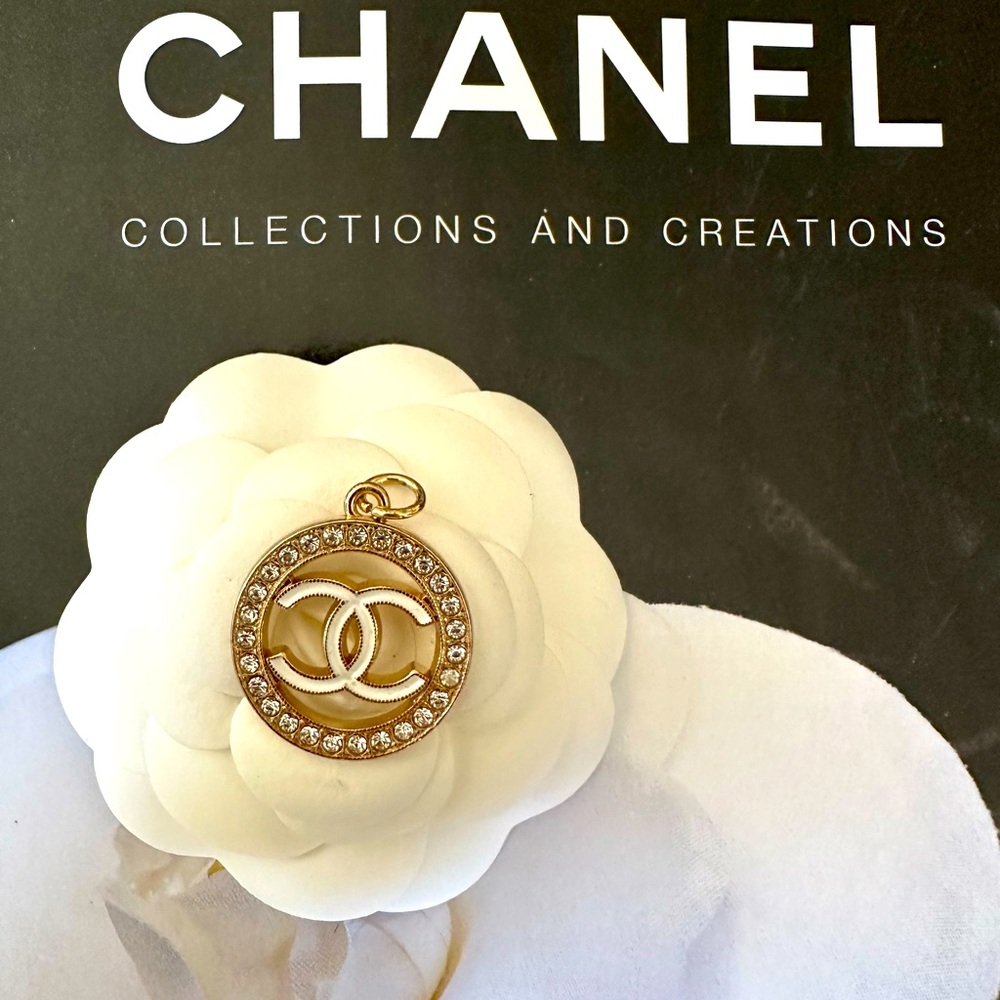 Chanel Zipper Pull Gold Tone Crystal Large Charm